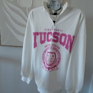 White and Pink Tucson Half-Zip Sweatshirt